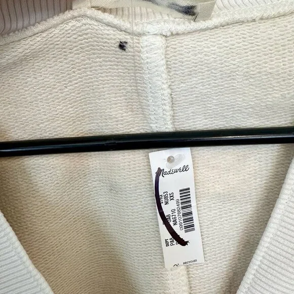 NWT Madewell Off White Darted Cardigan Sweatshirt - Size: XXS